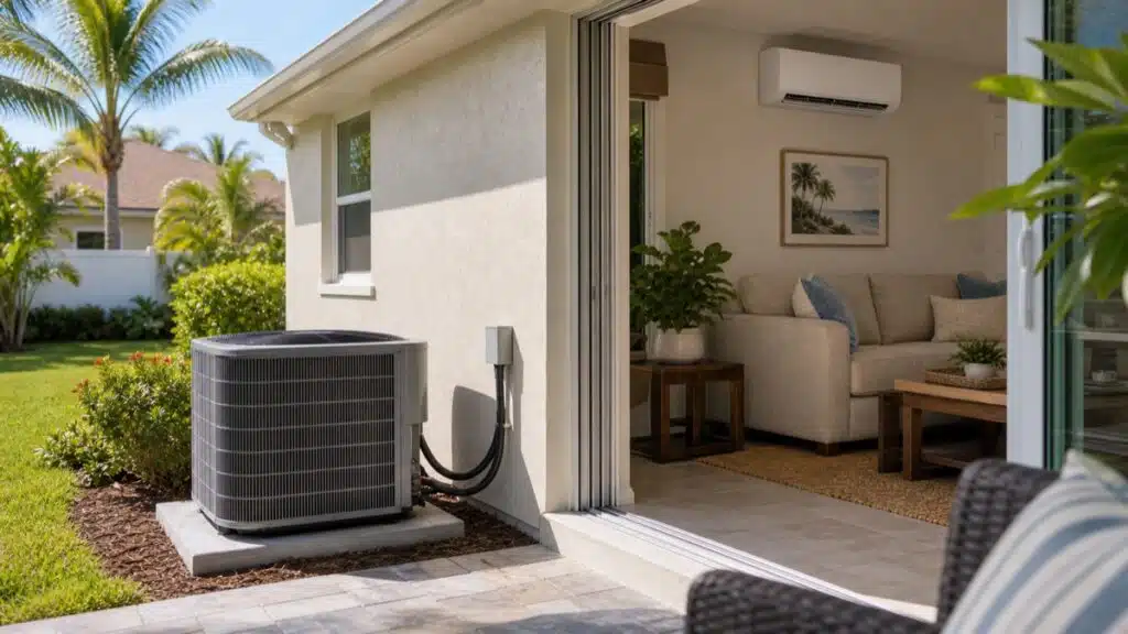 Central AC condenser and ductless mini-split options for a Palm Bay home