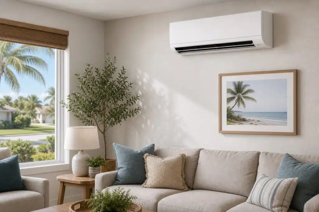Ductless mini-split cooling a Palm Bay living room