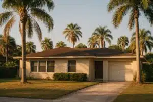 Single-story slab-on-grade home in a Palm Bay, Florida neighborhood under a clear sky