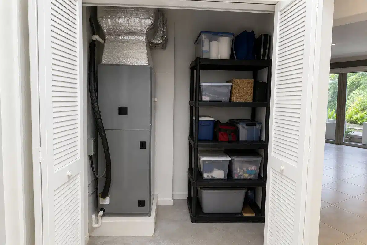 Palm Bay home air handler closet airflow and HVAC access space