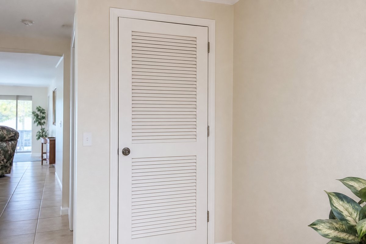 Palm Bay air handler closet with clear service access and HVAC airflow path
