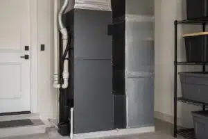 Indoor air handler in a residential garage