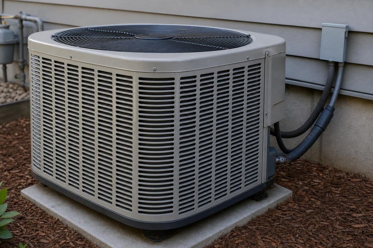 Outdoor heat pump coil and protective cabinet