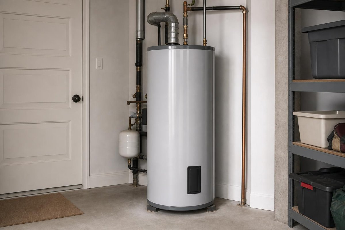 Water heater in a utility room