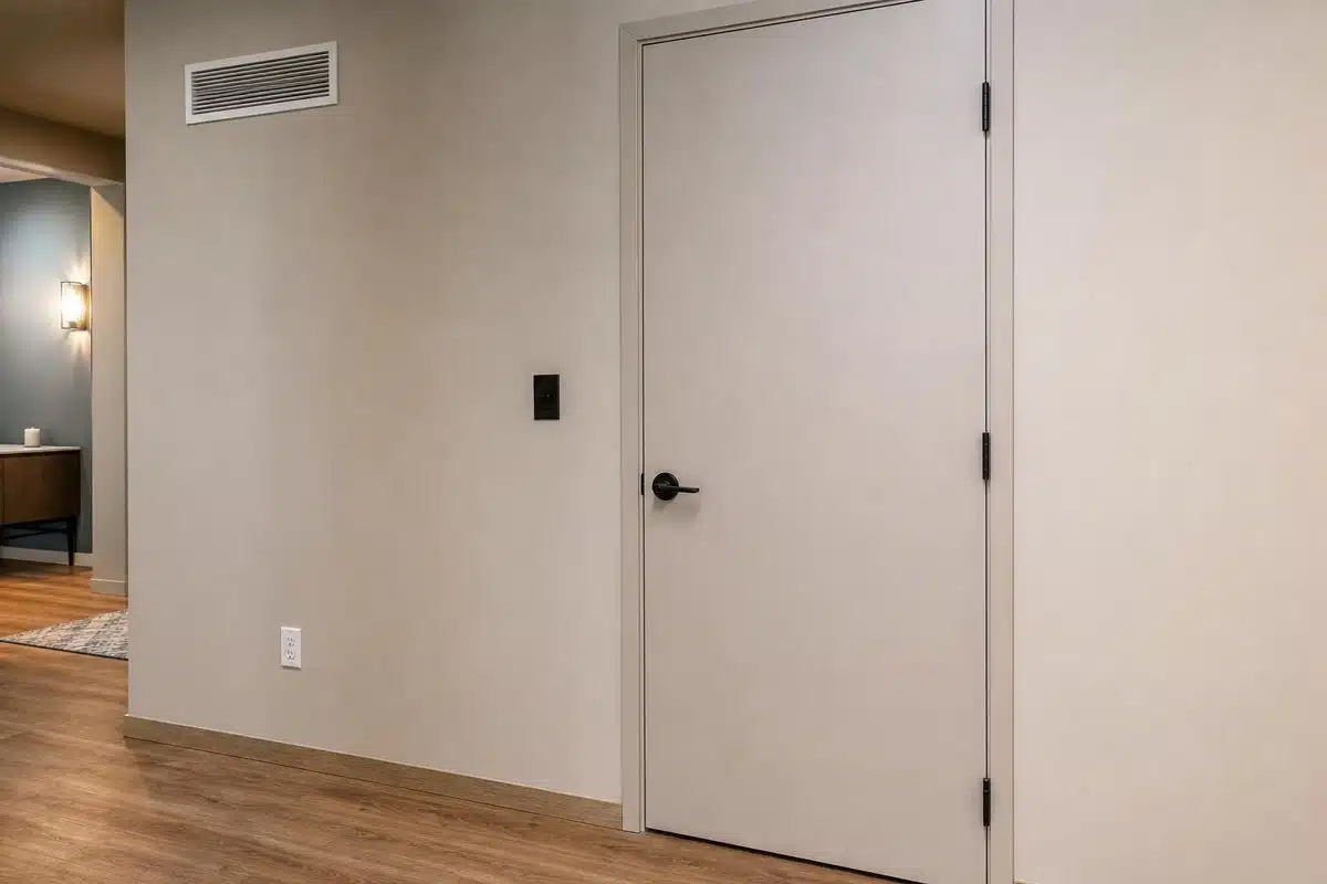Hallway leading to a utility closet
