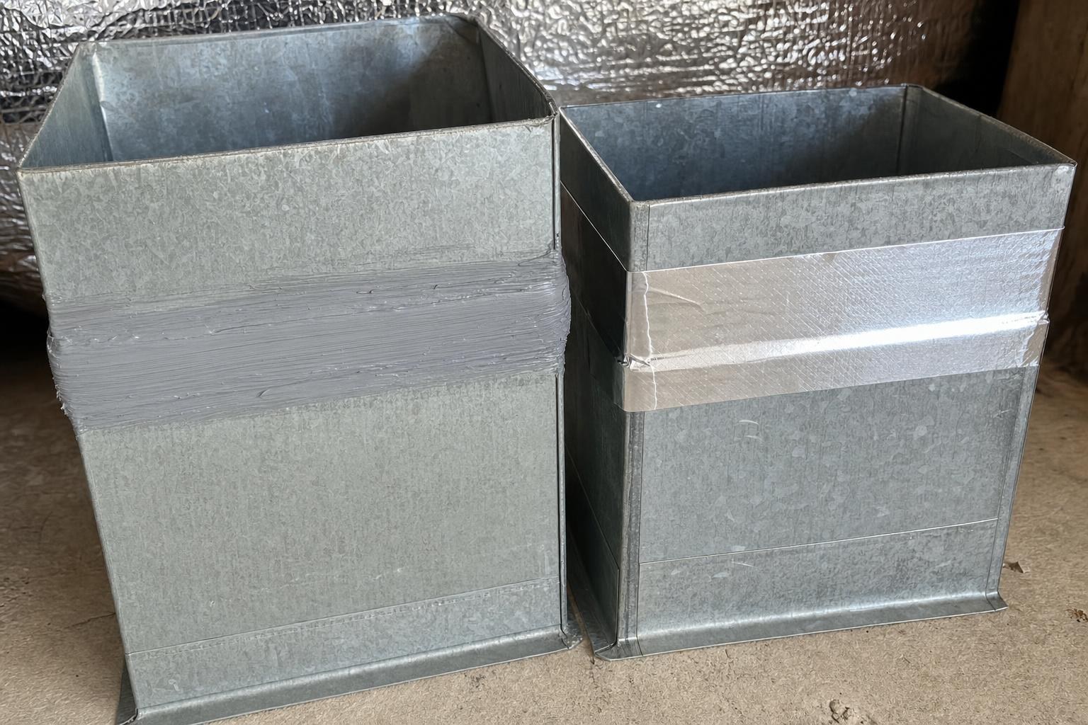 Duct mastic applied to a flex duct collar joint in a Florida attic